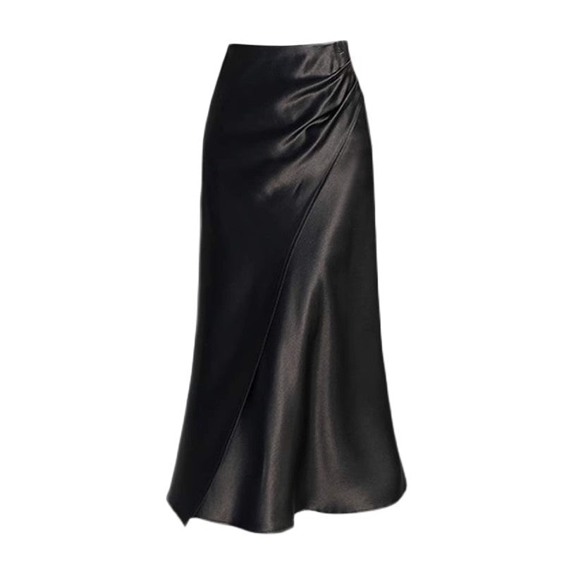 Damen Eleganter Satin-Midi-Rock Echoarchiv