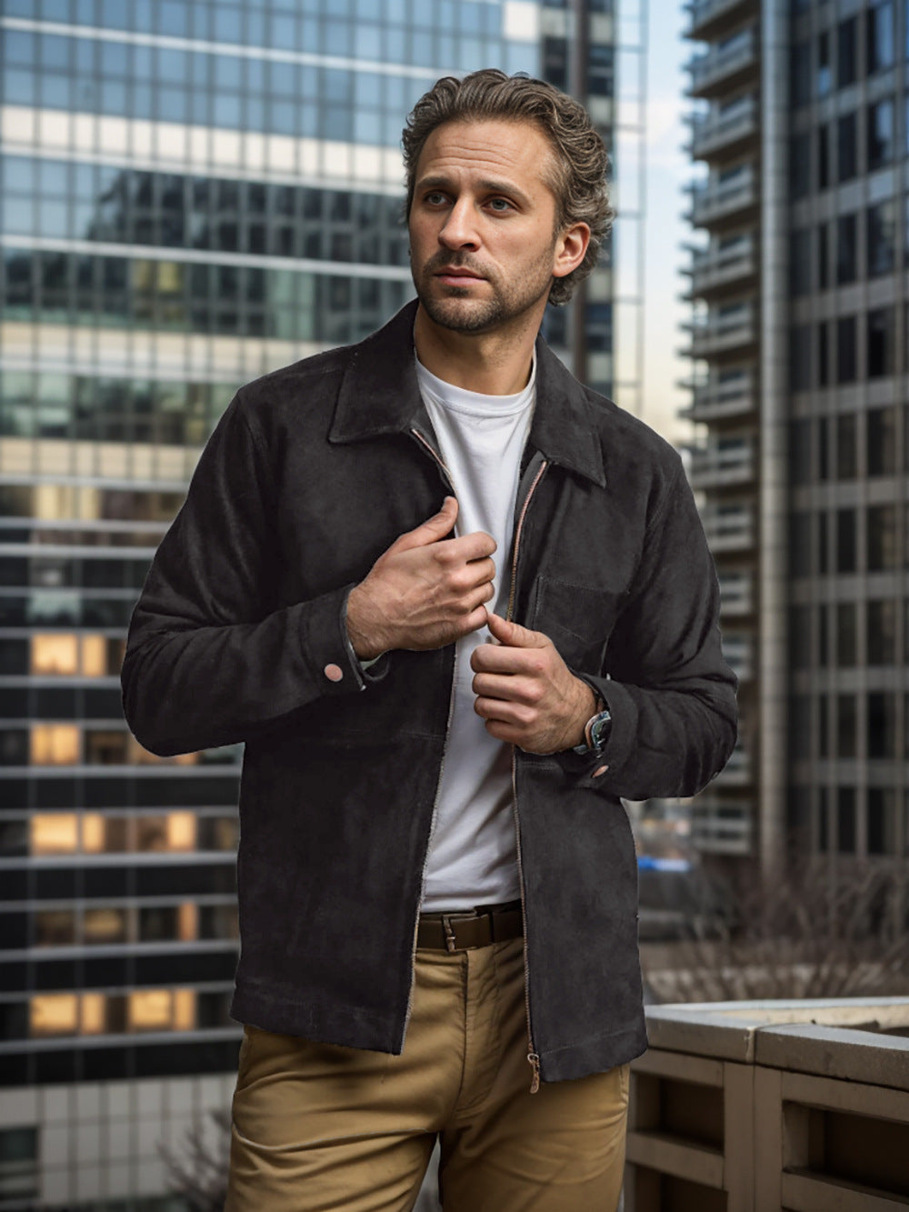 Herren Suede-Jacke im minimalistischen Design Echoarchiv