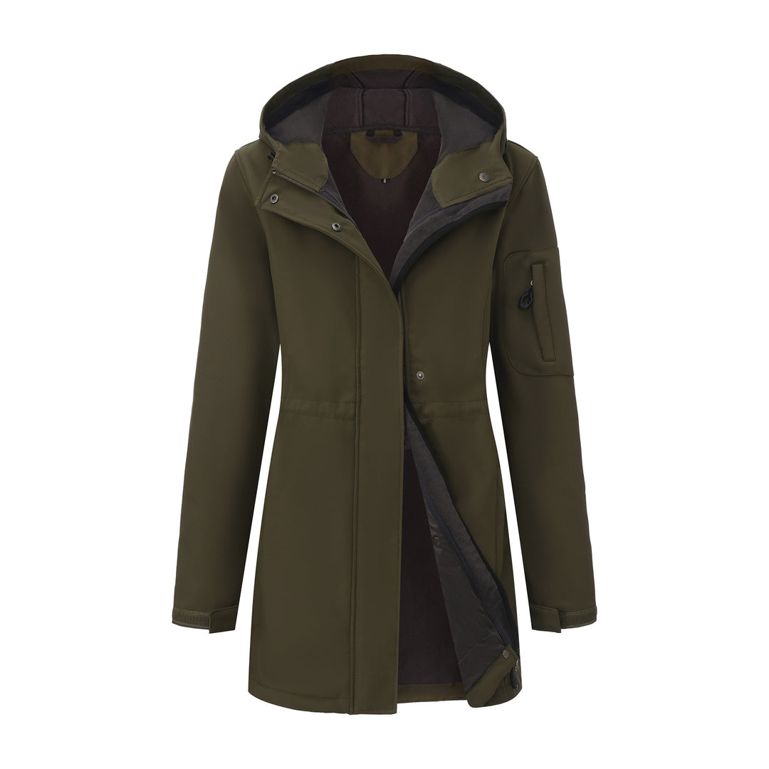 Damen nan funktionaler Softshell-Parka mit Teddyfleece-Futter, Kapuze und Taillenzug Echo Archiv