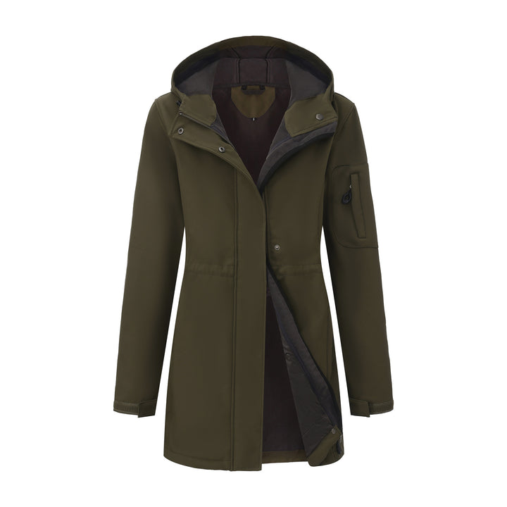 Damen nan funktionaler Softshell-Parka mit Teddyfleece-Futter, Kapuze und Taillenzug Echo Archiv