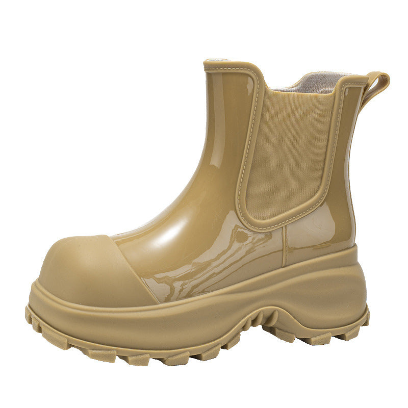 Damen Plateau-Gummistiefelette im Chelsea-Stil mit robuster Lug-Sohle Echoarhiv – Varelle