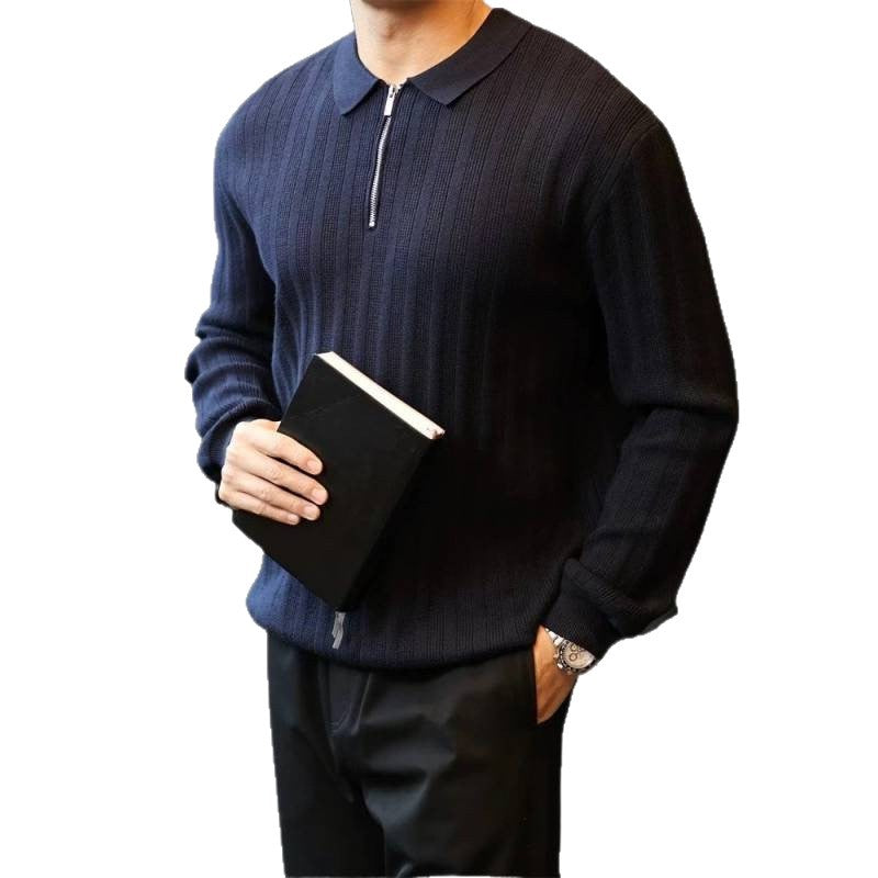 Herren Strickpullover mit Kragen und praktischem Reißverschluss Echoarchiv