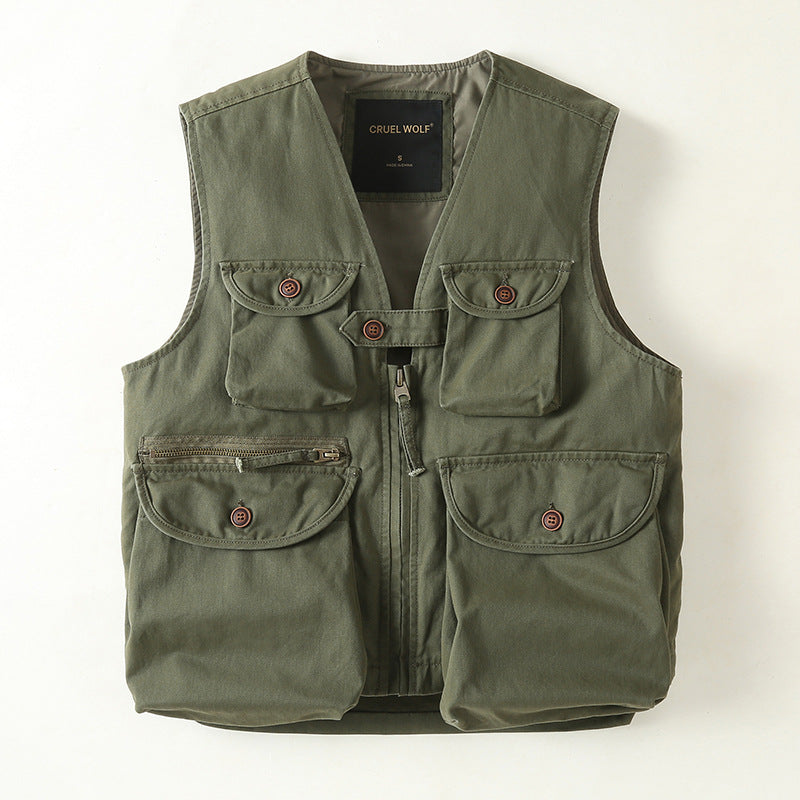 Herren Multifunktionale Outdoor-Weste mit vielen Taschen und Reißverschluss Echoarchiv