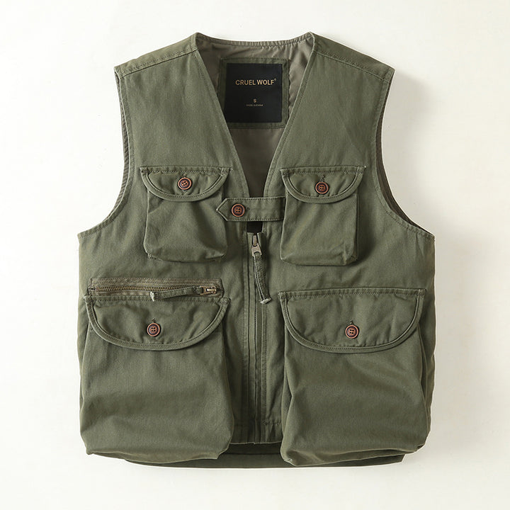 Herren Multifunktionale Outdoor-Weste mit vielen Taschen und Reißverschluss Echoarchiv