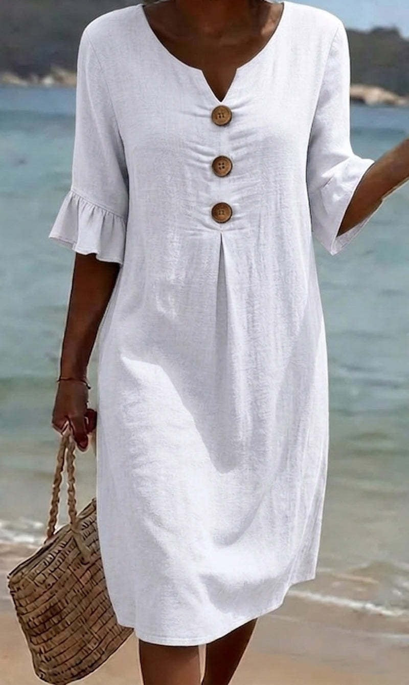 Damen Leichtes Sommerkleid mit Knopfdetails Echo Archiv