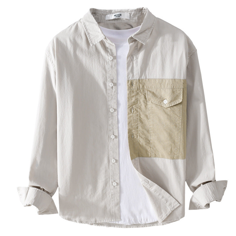 Herren Kontrast-Brusttaschen-Overshirt aus leichter Baumwollmischung mit Relaxed‑Fit Echoarchiv