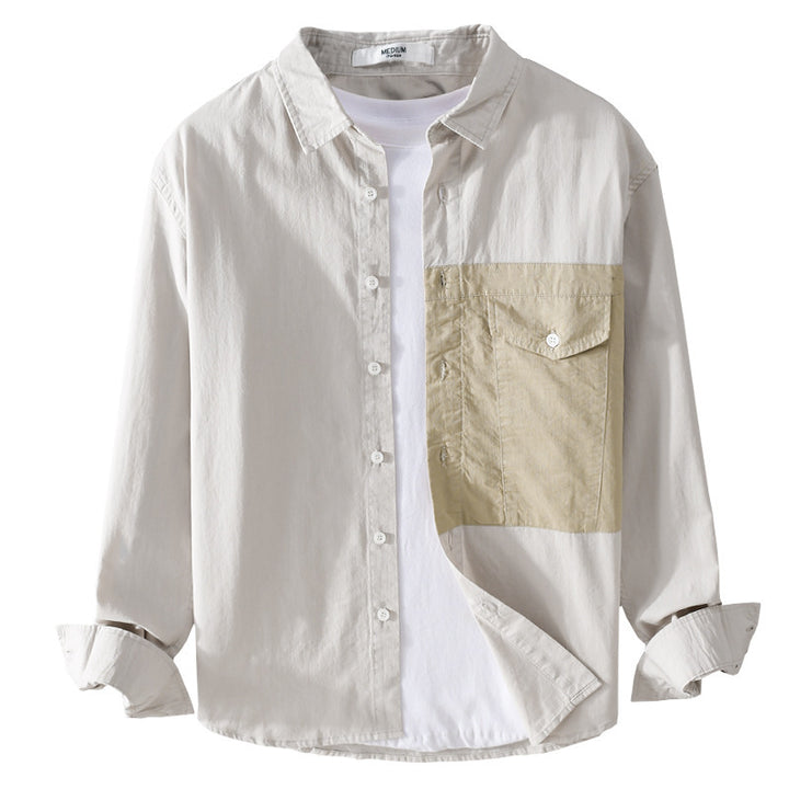 Herren Kontrast-Brusttaschen-Overshirt aus leichter Baumwollmischung mit Relaxed‑Fit Echoarchiv