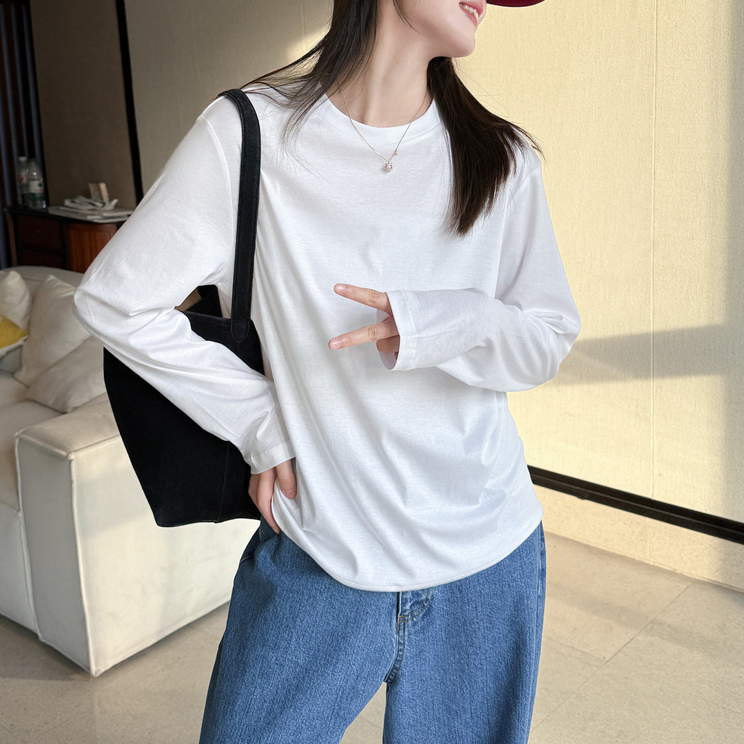 Damen Bequeme Langarmshirt mit schlichten Details Echoarchiv