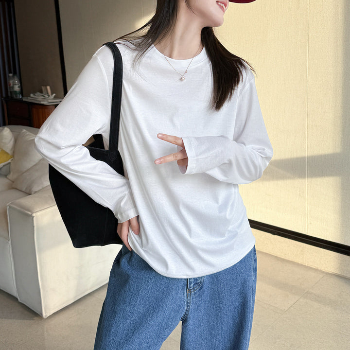 Damen Bequeme Langarmshirt mit schlichten Details Echoarchiv