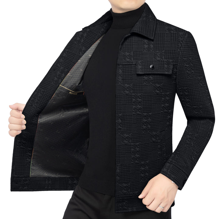 Herren Strukturiertes Overshirt im Glencheck-Relief mit Hemdkragen – Taviero