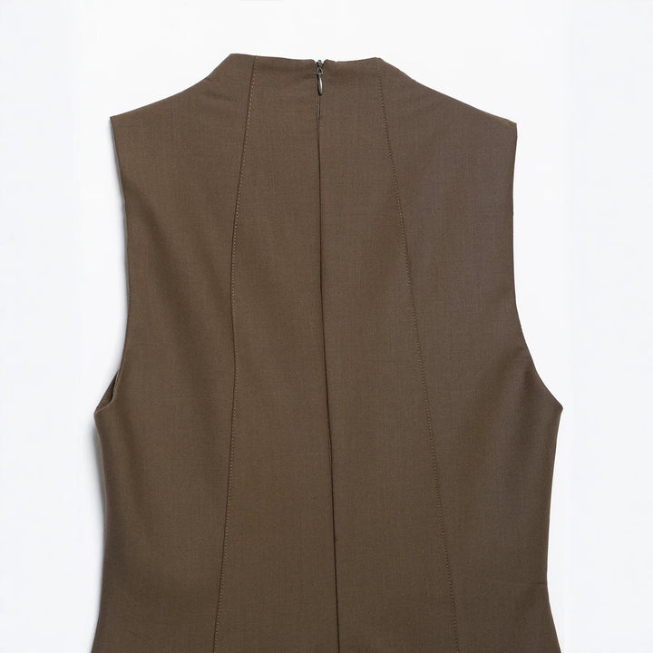 Damen Ärmelloses Pinafore‑Kleid mit doppelreihiger Knopfleiste und taillierter Passform Echoarchiv