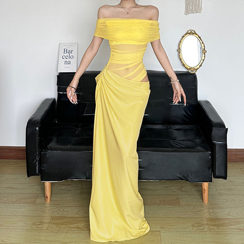 Damen elegantes Abendkleid mit schmalem Schnitt und transparenten Einsätzen Echo Archiv