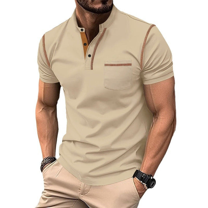 Herren shirt mit modernem Henley-Kragen und praktischen Brusttasche – Arvello