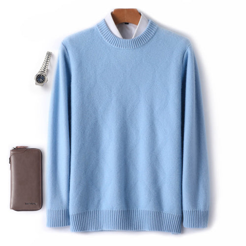 Herren Feiner Rundhals‑Pullover mit dezenter Rautenstruktur aus Kaschmir‑Mix Echoarchiv