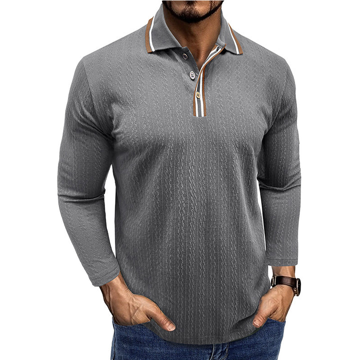 Herren Langarm-Polo mit eleganter Strickstruktur Echoarchiv