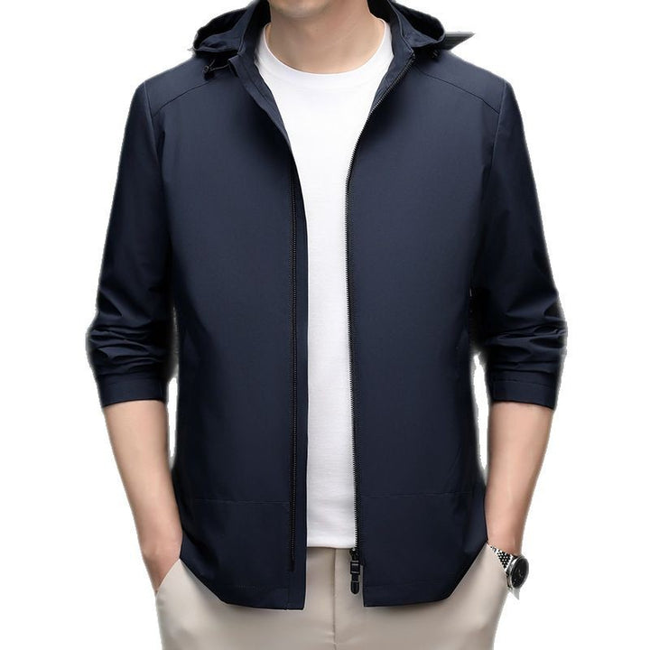 Herren elegante Übergangsjacke mit verstellbarem Kapuzenkragen und wasserabweisendem Material Echoarchiv