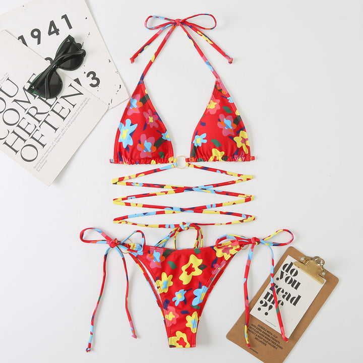 Damen Triangel-Bikini-Set mit verstellbaren Trägern und floralem Design Echo Archiv