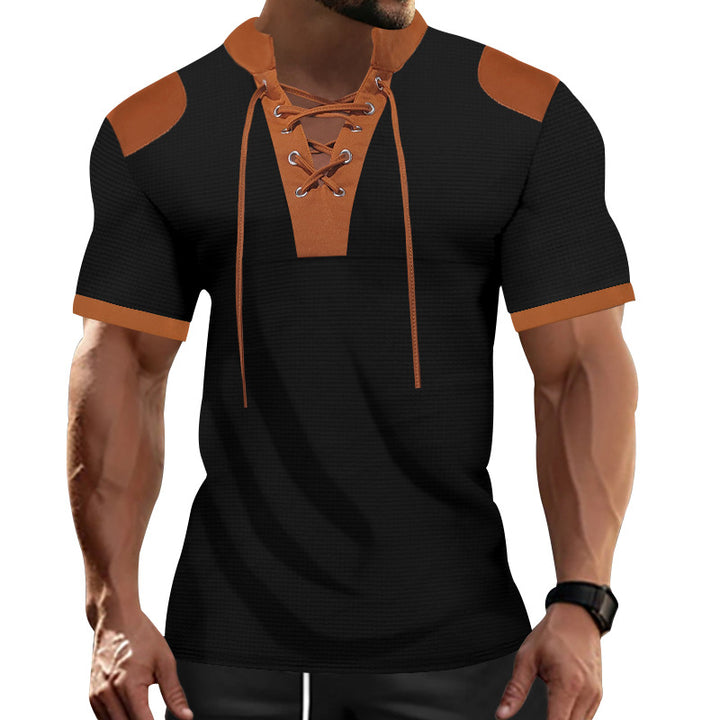 Herren sportliches Kurzarm-Shirt mit modischem Latz Echoarchiv