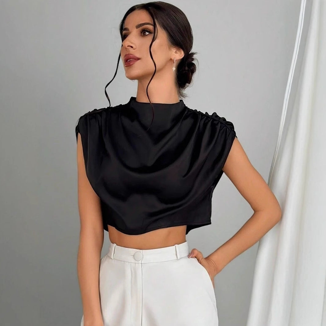 Damen Elegantes Crop-Top mit voluminösen Ärmeln und edlem Rückenausschnitt Echo Archiv