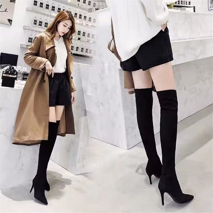 Damen Stretch-Overknee-Stiefel mit spitzer Zehenform und schlankem Stiletto-Absatz Echo Archiv