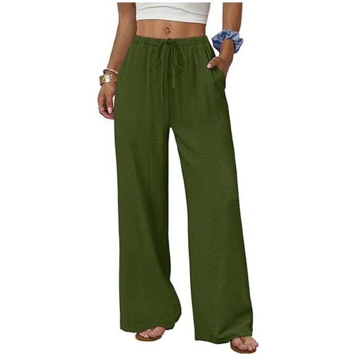 Damen Lounge-Hose mit weitem Bein, elastischem Bund und Eingrifftaschen Echo Archiv