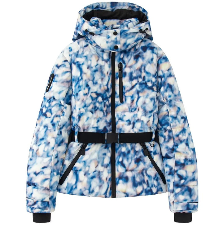 Damen 100+ gesteppte Ski- und Winterjacke mit Kapuze, Taillengürtel & wasserdichten Reißverschlüssen Echo Archiv