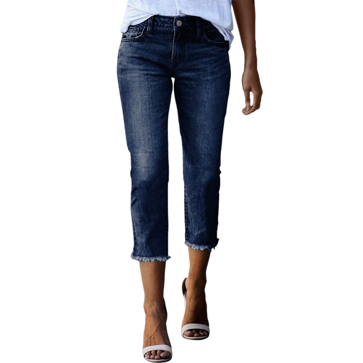 Damen nan gerade geschnittene Jeanshose in verkürzter Länge mit ausgefranstem Saum Echo Archiv