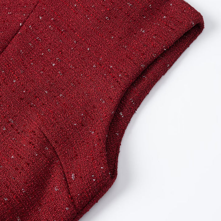Damen Ärmelloses Tweed-Midikleid mit taillierten Seitenbahnen Echoarchiv