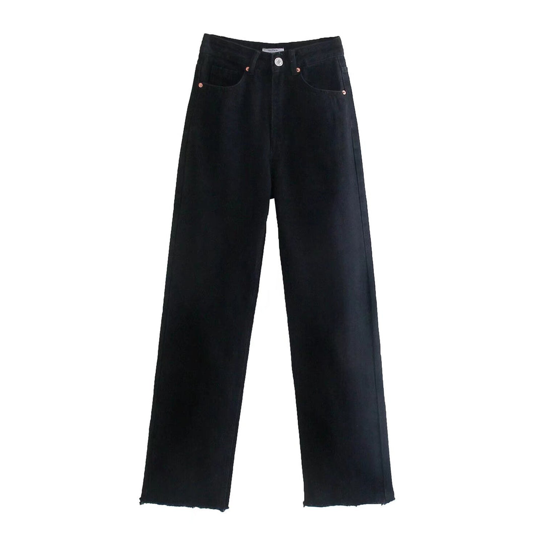 Damen Hochtaillierte weit geschnittene Jeans mit weitem Bein, hoher Taille und rohem Saum Echo Archiv