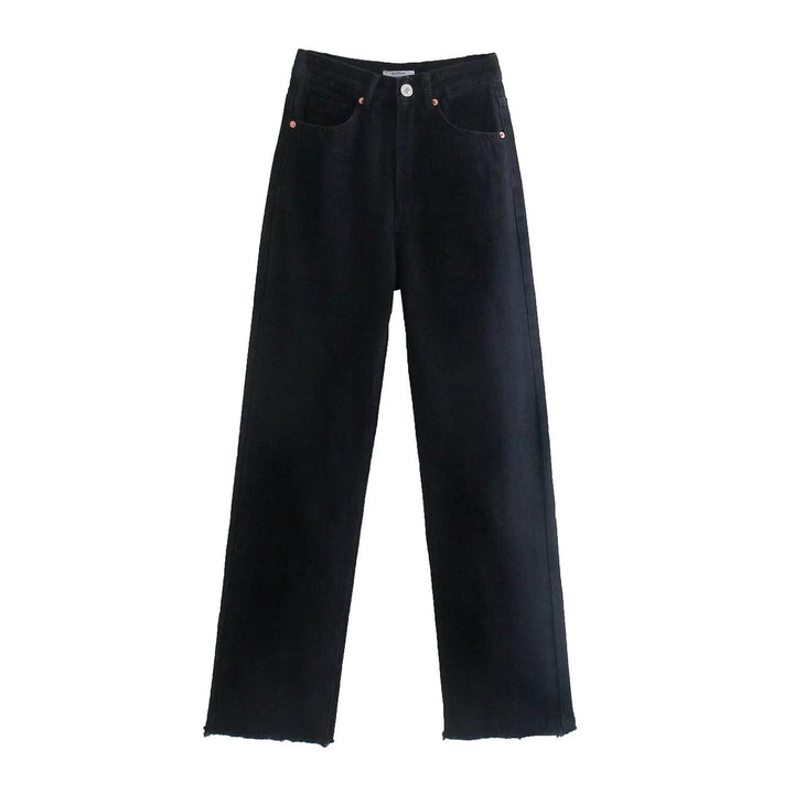 Damen Hochtaillierte weit geschnittene Jeans mit weitem Bein, hoher Taille und rohem Saum Echo Archiv