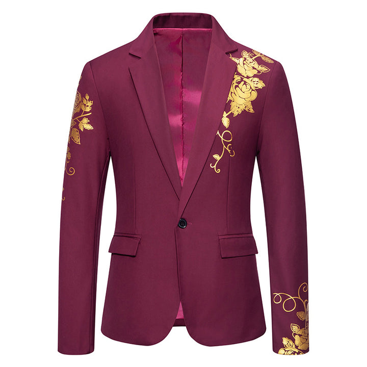 Herren nan einreihiges Sakko mit schmalem Revers und goldenem Rosenprint Echo Archiv