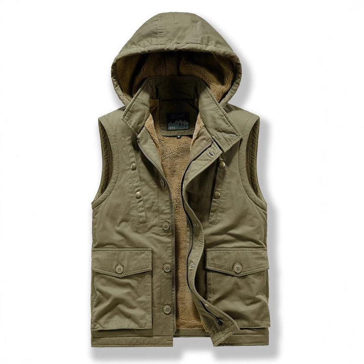 Herren wattierte Utility-Weste mit Teddyfutter und Kapuze Echo Archiv