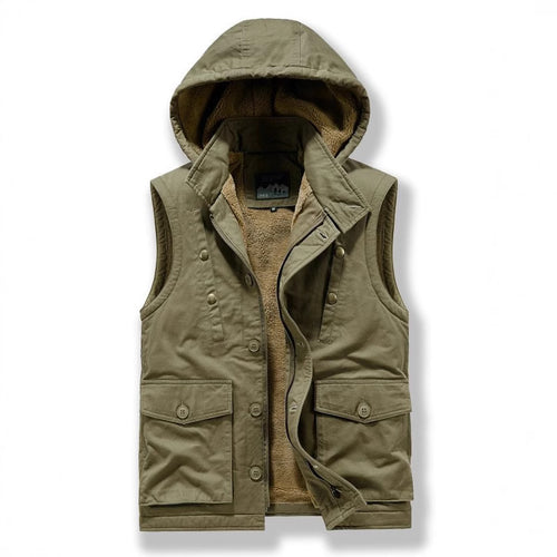 Herren wattierte Utility-Weste mit Teddyfutter und Kapuze Echo Archiv