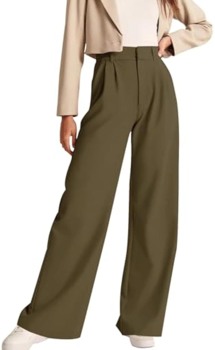 Damen Hochtaillierte Bundfalten-Hose im Palazzo-Stil mit weitem Bein – Avélisse