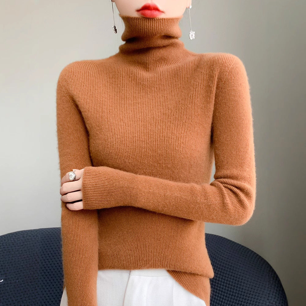 Damen Schmaler Rollkragenpullover aus Kaschmir‑Mix mit extralangem Ärmelabschluss Echoarchiv