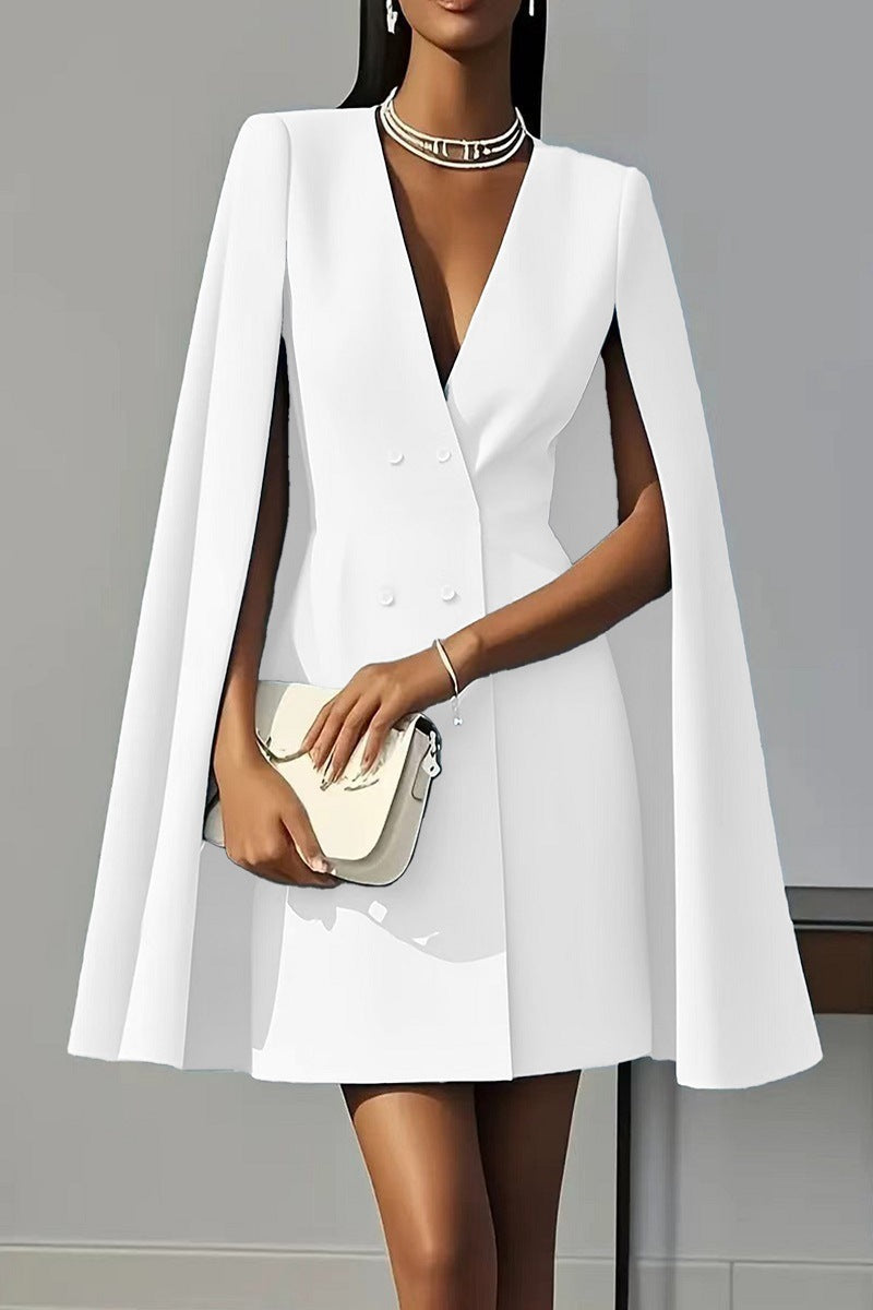 Damen Kurzblazer-Kleid mit Cape-Ärmeln und doppelreihiger Knopfleiste – Valéne