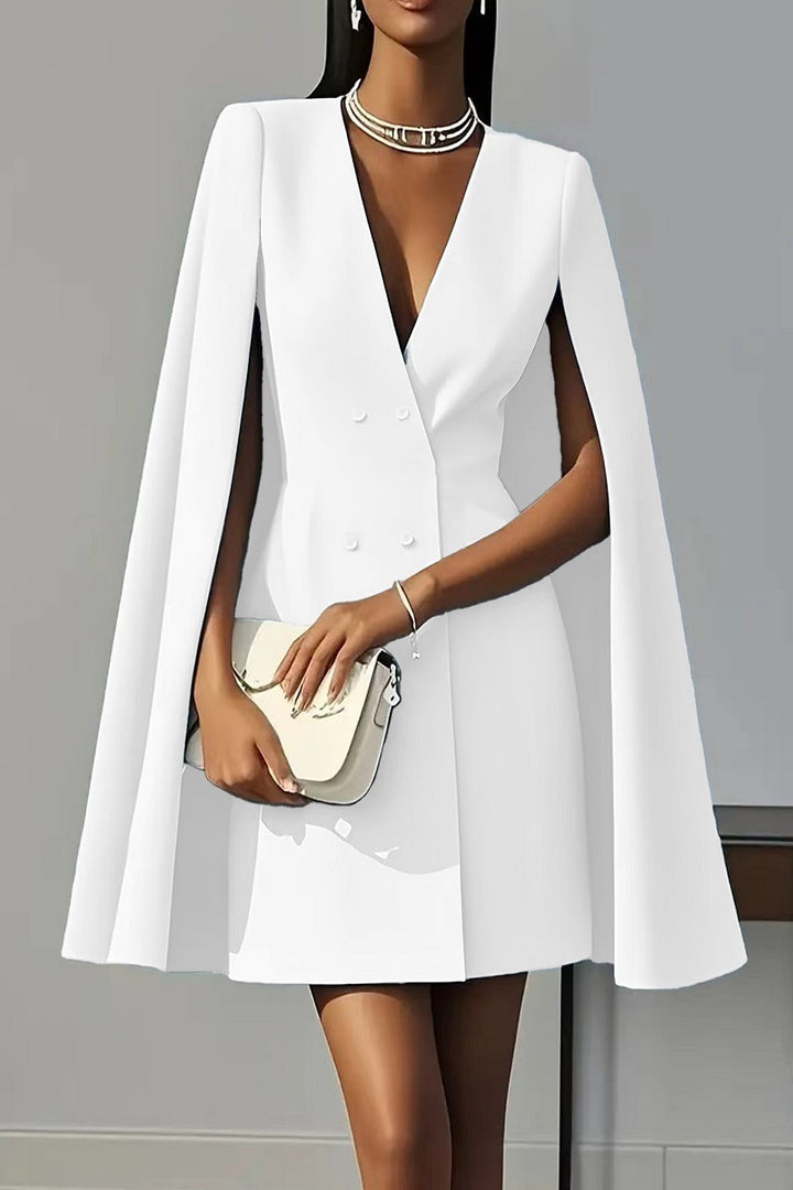 Damen Kurzblazer-Kleid mit Cape-Ärmeln und doppelreihiger Knopfleiste – Valéne