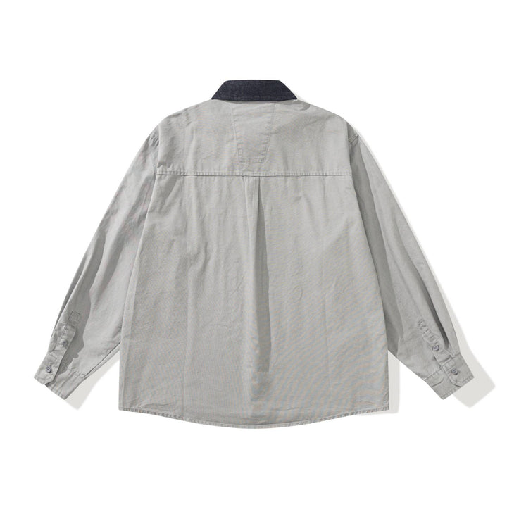 Herren Oversize‑Hemdjacke mit kontrastierendem Cordkragen und dekorativer Brusttasche Echoarchiv