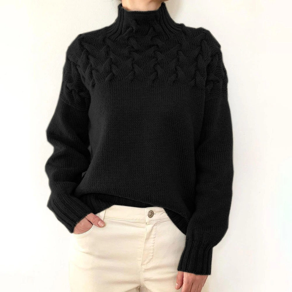 Damen nan Strickpullover mit Zopfstruktur und hohem Rollkragen Echo Archiv