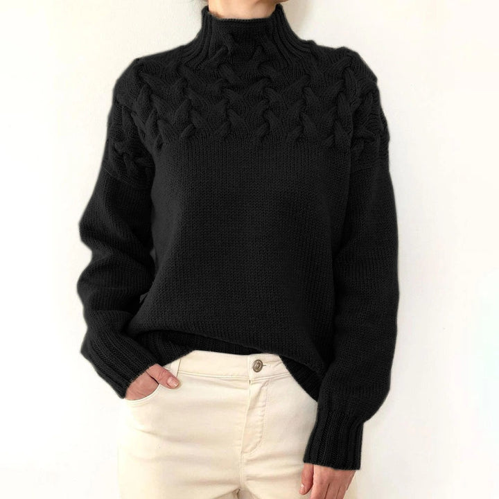 Damen nan Strickpullover mit Zopfstruktur und hohem Rollkragen Echo Archiv
