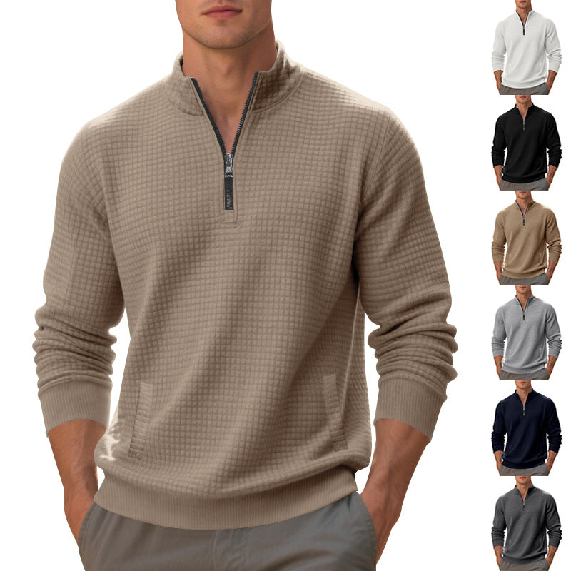 Herren Fleece-Pullover mit strukturiertem Design und hohem Kragen Echoarchiv