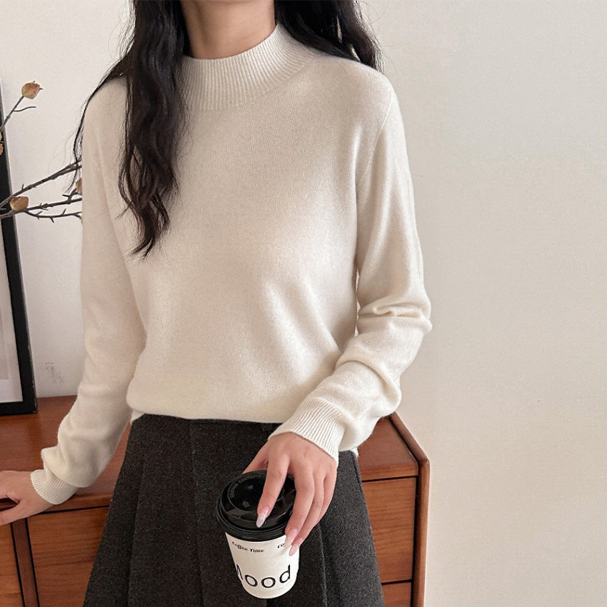 Damen Feiner Feinstrick-Pullover mit kurzem Stehkragen und Kaschmir-Optik Echoarchiv