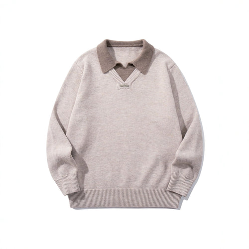 Herren Boxy-Strickpullover mit Polokragen und V‑Einsatz Echoarchiv