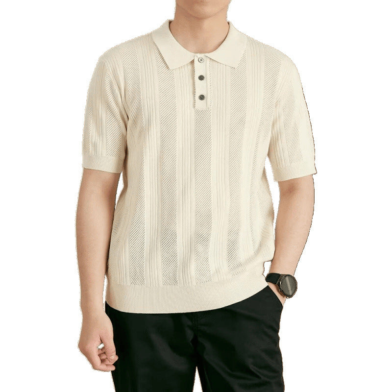 Herren Kurzarm Strick-Polo-Shirt Echo Archive