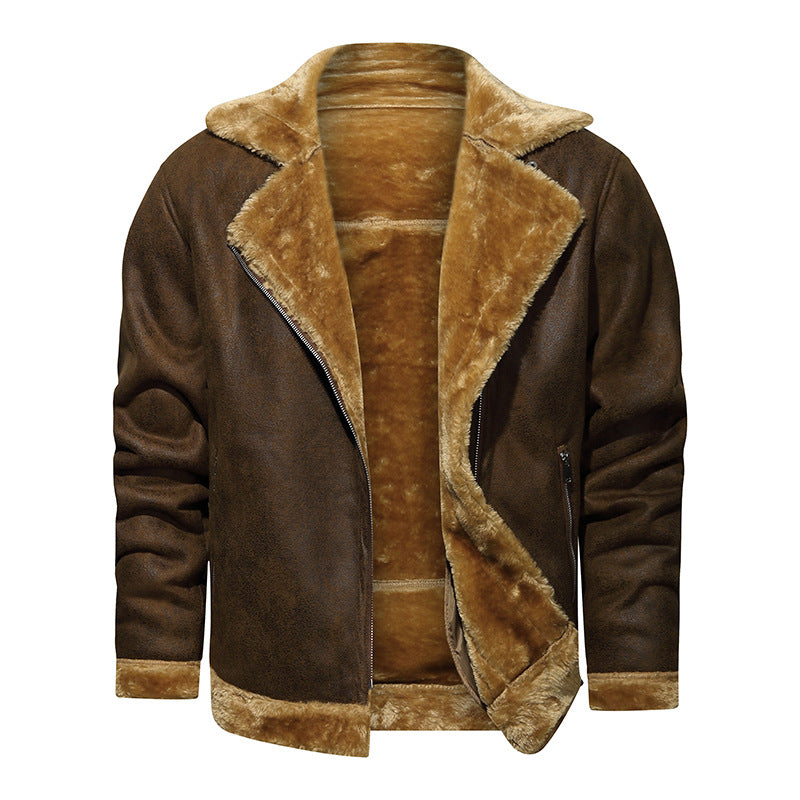 Herren Bikerjacke aus Lederimitat mit Teddyfutter Echoarchiv