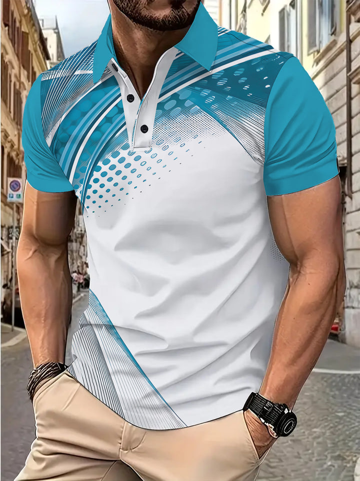 Herren Poloshirt mit dynamischem Grafikdesign und atmungsaktivem Gewebe Echoarchiv