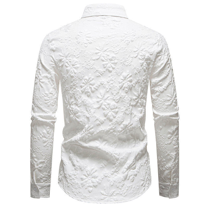 Herren Langarmhemd mit detailreicher Blumenstickerei Echoarchiv