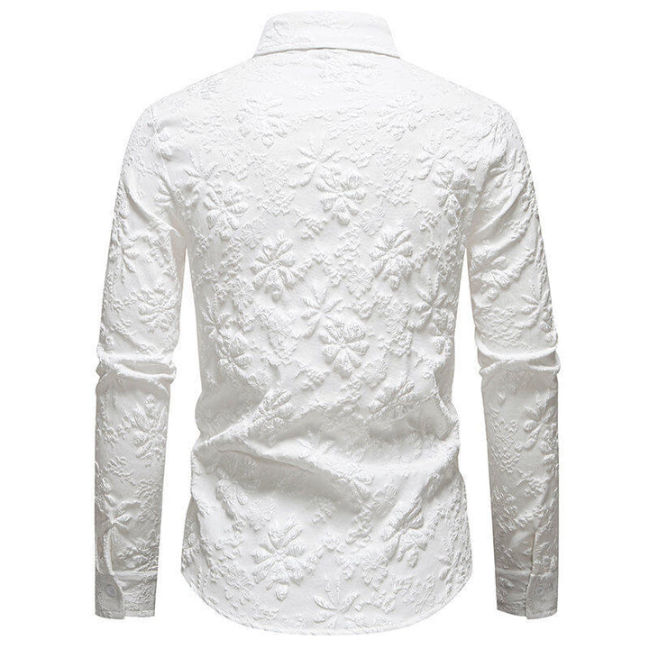 Herren Langarmhemd mit detailreicher Blumenstickerei Echoarchiv
