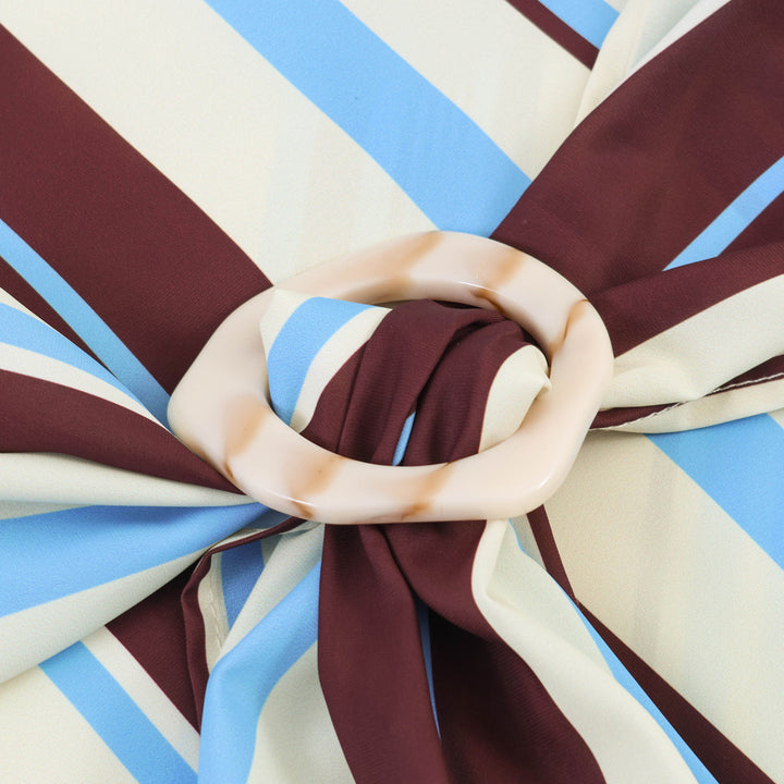 Damen Asymmetrische Wickelbluse mit Taillengürtel und Zierring Echo Archiv