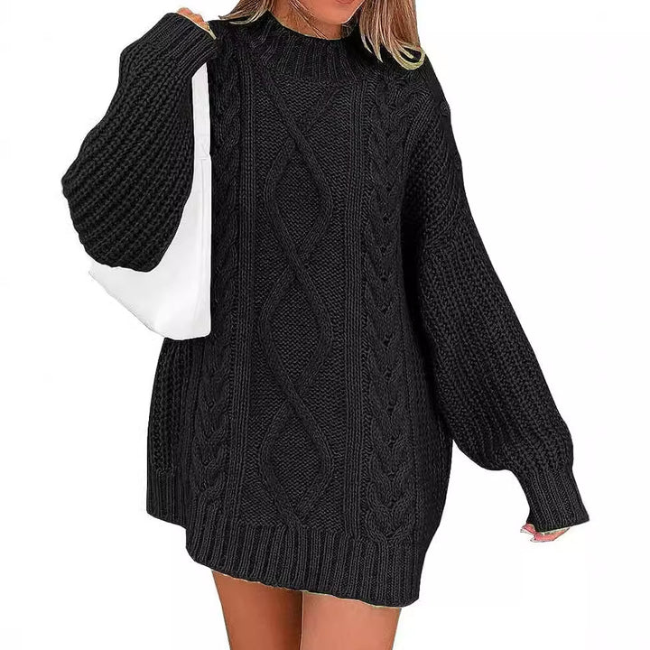 Damen Oversize Strickkleid mit Zopf- und Rippstruktur Echo Archiv